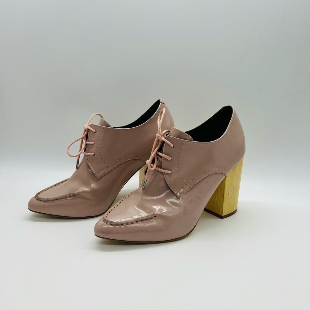 PIED JUSTE FOR ANTHRO BLUSH POINTY LACE UP BLOCK WOODEN HEELS SIZE 38 or 8